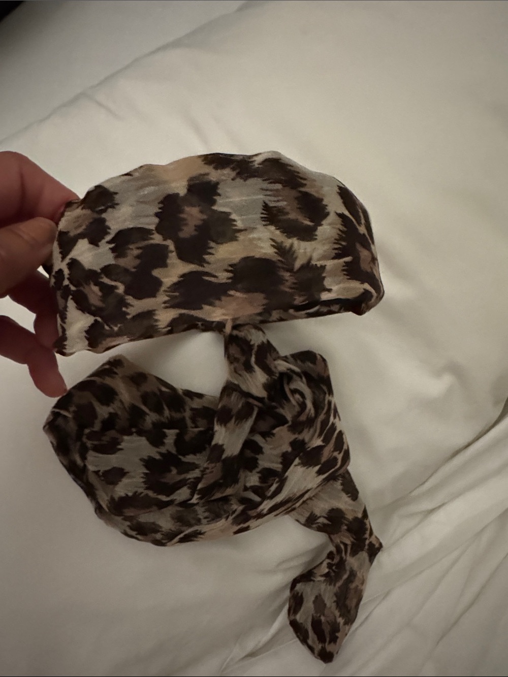 Leopard Print Silk Headscarf - Brown